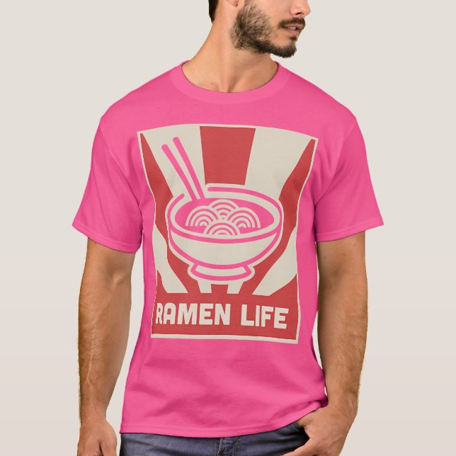 Camiseta Poster de vida de Ramen estilo japonés retro (Anverso)