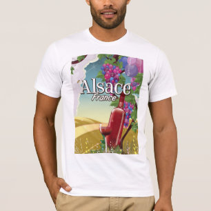 Camiseta Poster de vino de la tarde de Alsace France