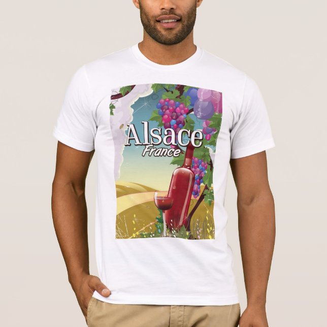 Camiseta Poster de vino de la tarde de Alsace France (Anverso)
