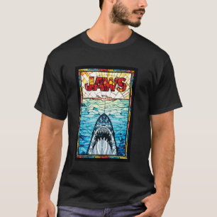 Camiseta Póster del 50 aniversario de Jaws Vidrio emplomado