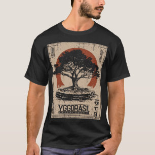 Camiseta Poster del Árbol Mundial YGDRASIL   Retro