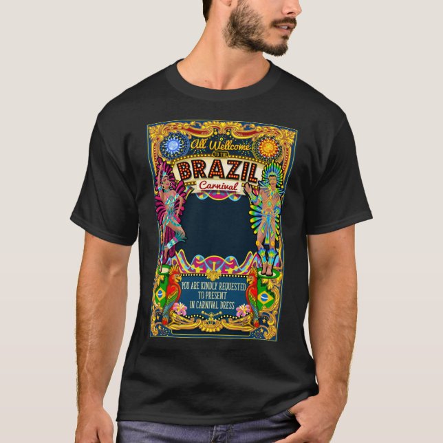 Camiseta Poster del Carnaval de Río Tema Mascara de Brasil (Anverso)