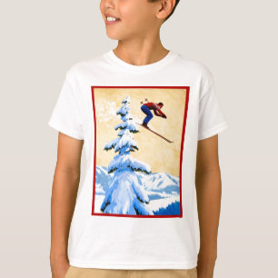 Camiseta Poster del esquí del vintage, puente de esquí y
