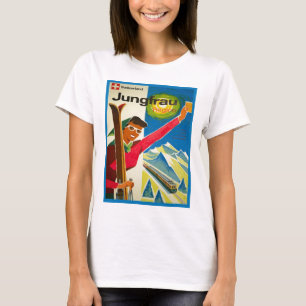 Camiseta Poster del esquí del vintage, región de Jungfrau
