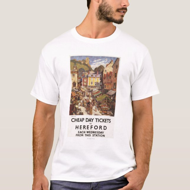 Camiseta Poster del ferrocarril de la escena del mercado (Anverso)