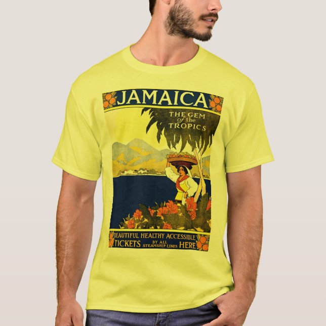 Camiseta Poster del Ilustracion de Viajes de Jamaica Vintag (Anverso)