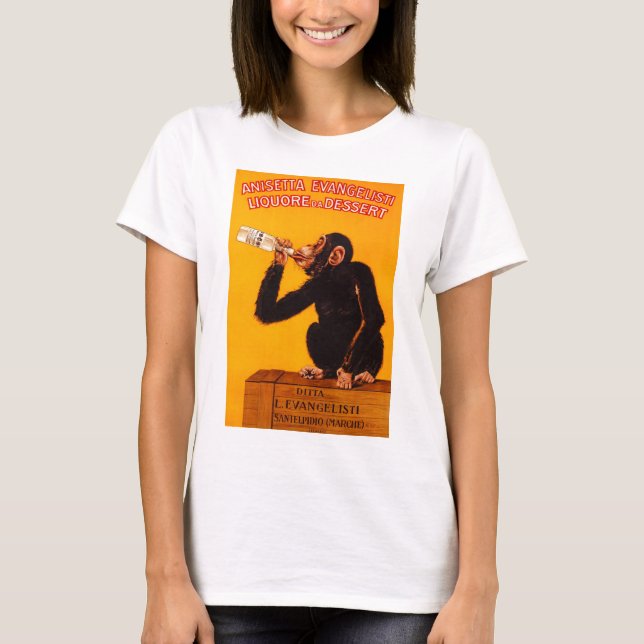 Camiseta Poster del licor de Anisetta Evangelisti del mono (Anverso)
