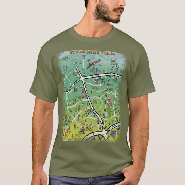 Camiseta Póster del mapa de Cedar Park (Anverso)