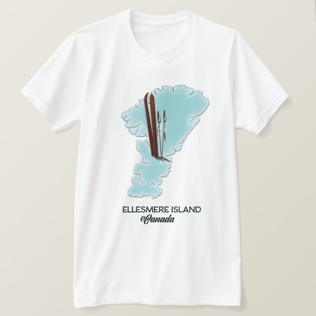 Camiseta Póster del mapa de la isla Ellesmere Canadá (Anverso del diseño)