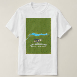 Camiseta Póster del mapa del lago Lewis y Clark.