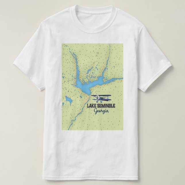 Camiseta Poster del mapa del lago Seminole Georgia (Diseño del anverso)