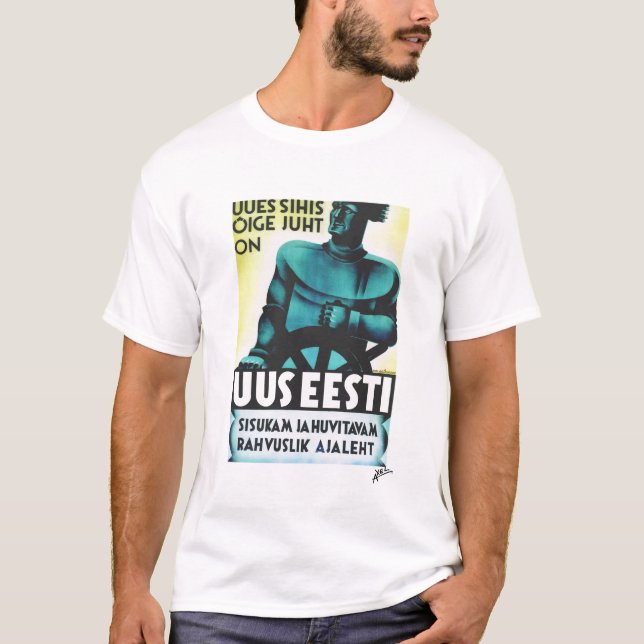 Camiseta Poster del periódico de Uus Eesti "nueva Estonia" (Anverso)