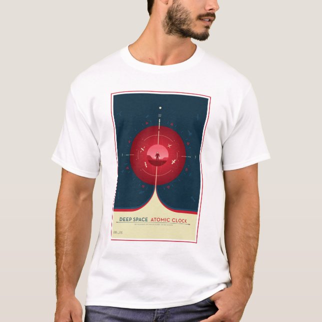 Camiseta Poster del reloj atómico del espacio profundo, ver (Anverso)