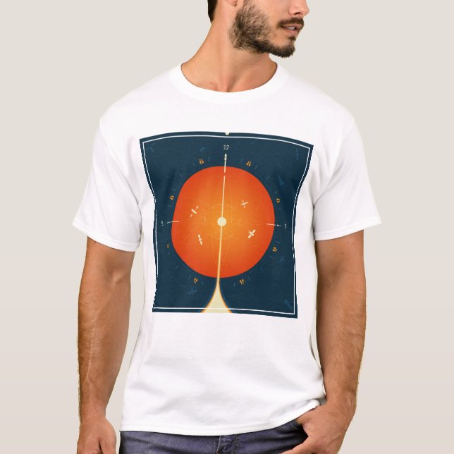 Camiseta Poster del reloj atómico del espacio profundo, ver (Anverso)