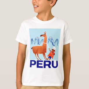 Camiseta Poster del viaje de Perú del niño y de la llama