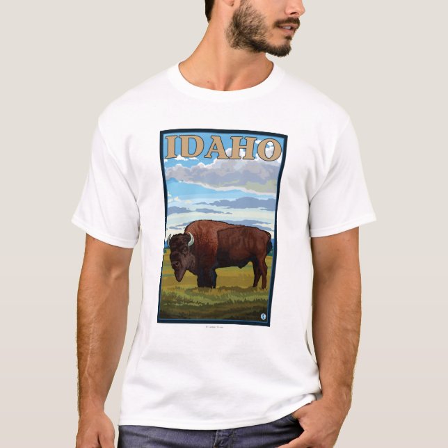 Camiseta Poster del viaje de SceneIdahoVintage del bisonte (Anverso)