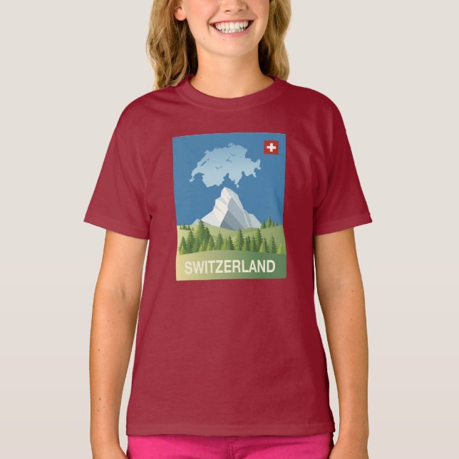 Camiseta Poster del viaje de Suiza (Anverso)