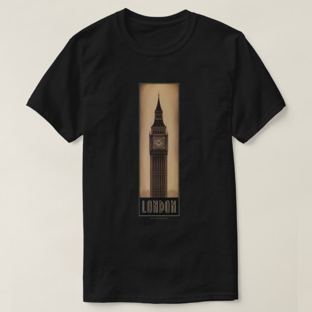 Camiseta Poster del viaje del vintage de Londres Big Ben (Diseño del anverso)