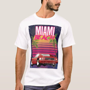 Camiseta poster del viaje del vintage de Miami Beach, la