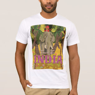 Camiseta poster del viaje del vintage del elefante indio