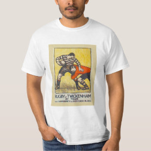 Camiseta Poster del viaje del vintage, rugbi en Twickenham