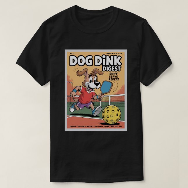 Camiseta Póster divertido de Pickleball Dog Dink Digest (Diseño del anverso)