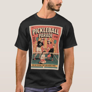 Camiseta Póster Divertido de Servicio de Pickleball 'Comer 