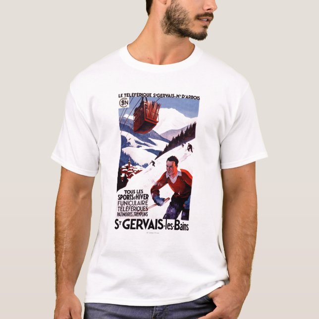 Camiseta Poster ferroviario del promo del teleférico de la (Anverso)