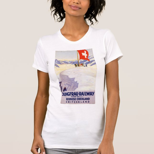 Camiseta Poster ferroviario del vintage de Suiza Jungfrau (Anverso)