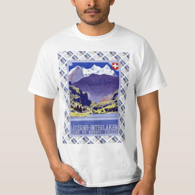 Camiseta Poster ferroviario suizo Lucerna Interlaken del (Anverso)