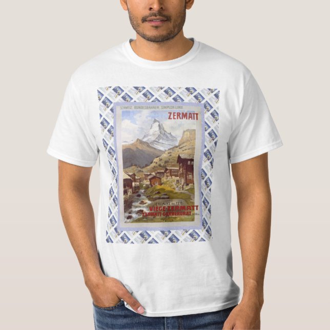 Camiseta Poster ferroviario suizo Zermatt, Cervino del (Anverso)