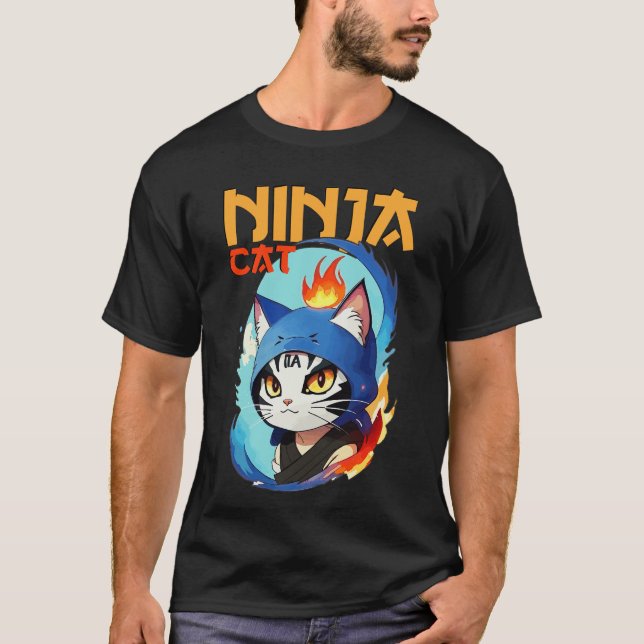 Camiseta Poster héroe de gato Ninja (Anverso)