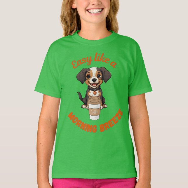 Camiseta Poster imprimible de perro con café Lover (Anverso)