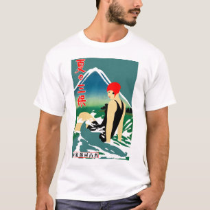 Camiseta Poster japonés de turismo de viajes Chica Art Deco