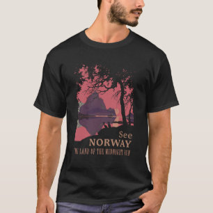 Camiseta Póster minimalista de atardecer en Noruega - Fiord