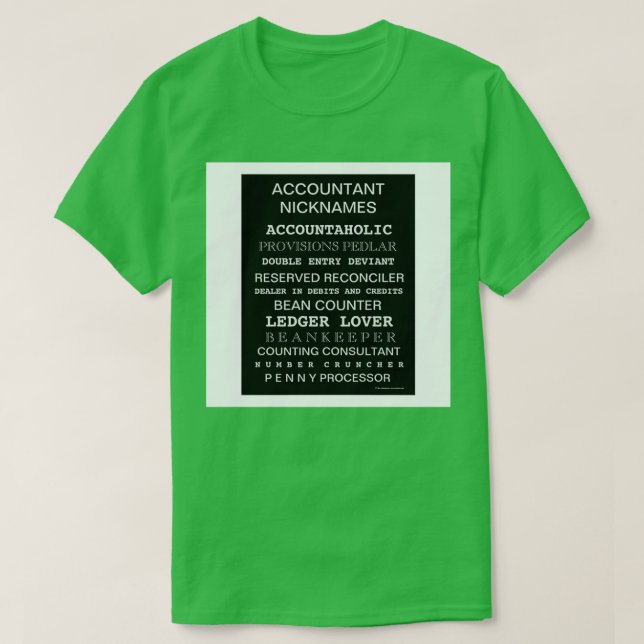 Camiseta poster motivacional de apodos contables (Diseño del anverso)