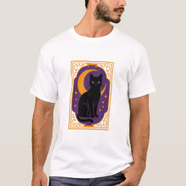 Camiseta Poster Mystic Black Cat Halloween | Luna gótica de