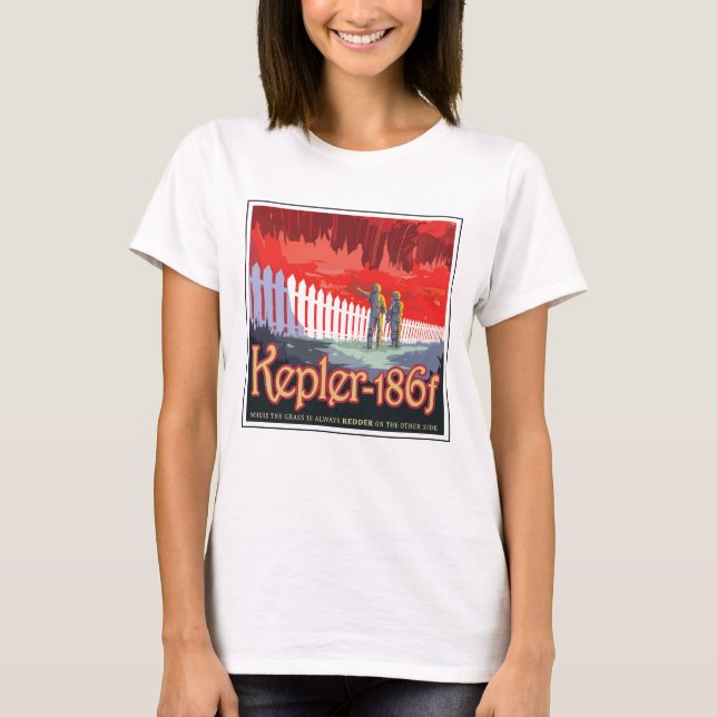 Camiseta Poster Retro Espacial De Kepler-186f. (Anverso)