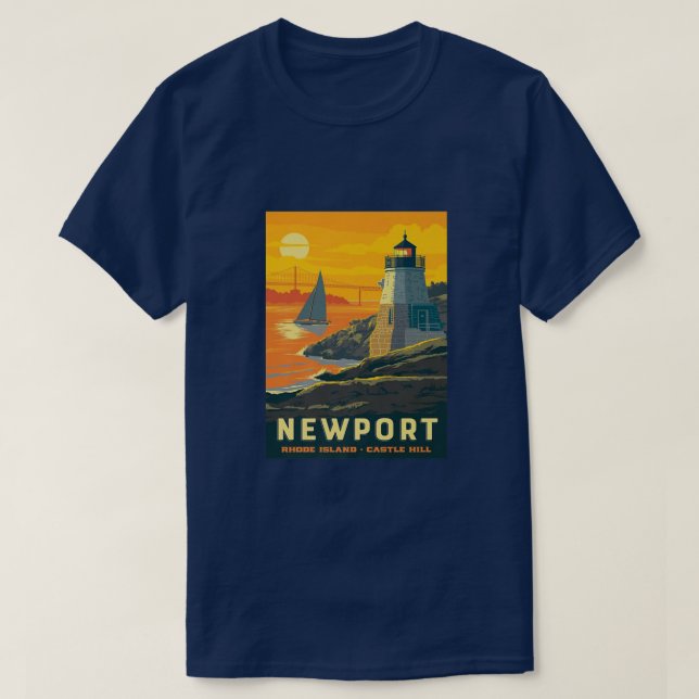 Camiseta Poster Retro Newport Rhode Island Castle Hill Newp (Diseño del anverso)