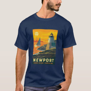 Camiseta Poster Retro Newport Rhode Island Castle Hill Newp