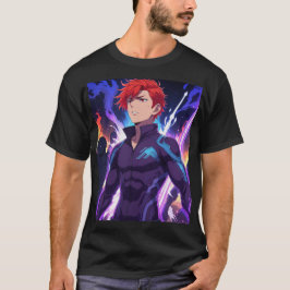 Camiseta poster solo de Anime - Fiery Red Hair, Acción Inte