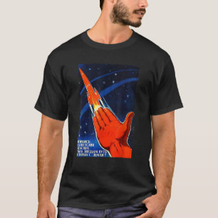 Camiseta Poster soviético de propaganda espacial con cohete