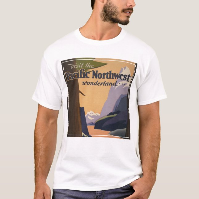 Camiseta Poster Viajero Viejo Viajero Mirando Las Montañas (Anverso)