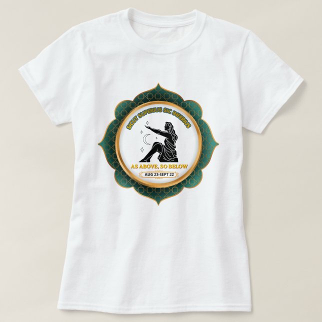 Camiseta Póster Vintage Celestial Virgo Zodiaco (Diseño del anverso)