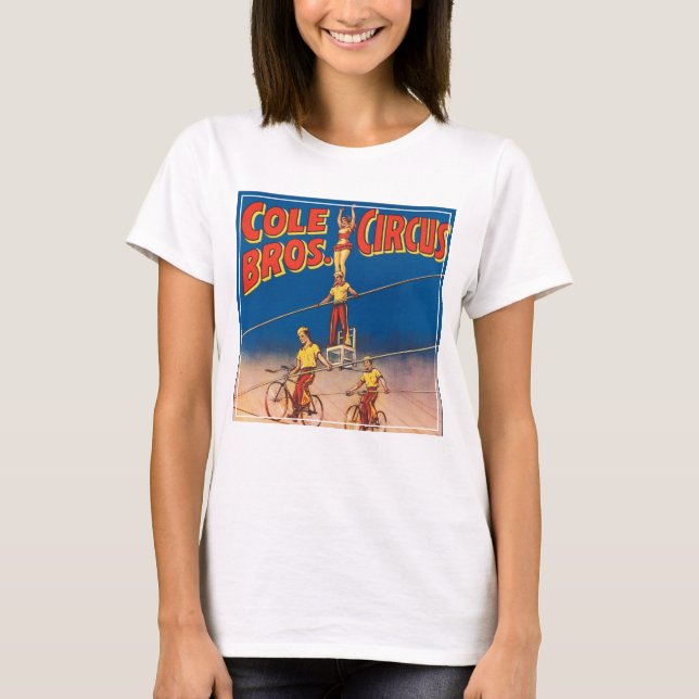 Camiseta Poster Vintage Circus Mostrando Acróbatas De Alta  (Anverso)