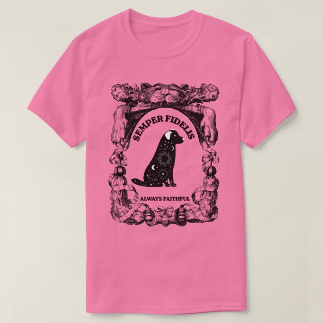 Camiseta Póster vintage de perro celestial Semper Fidelis (Diseño del anverso)