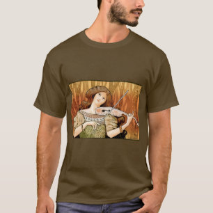 Camiseta Póster vintage de violín Art Nouveau Música eleg