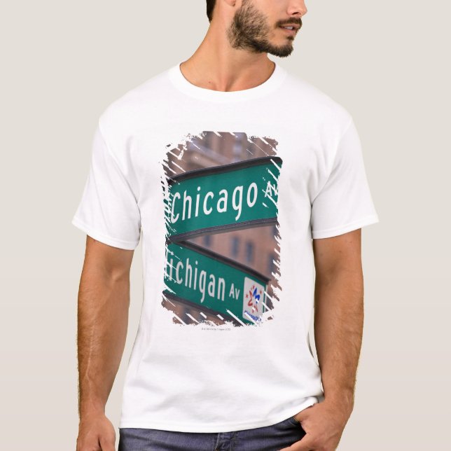 Camiseta Postes indicadores de la avenida de Chicago y de (Anverso)