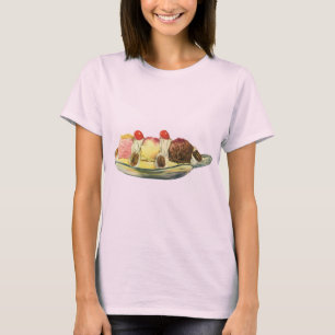 Camiseta Postres de comida antiguos, cerezas de banana spli