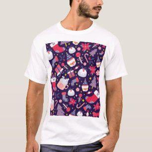Camiseta postres navidades, estampado estelar vintage.